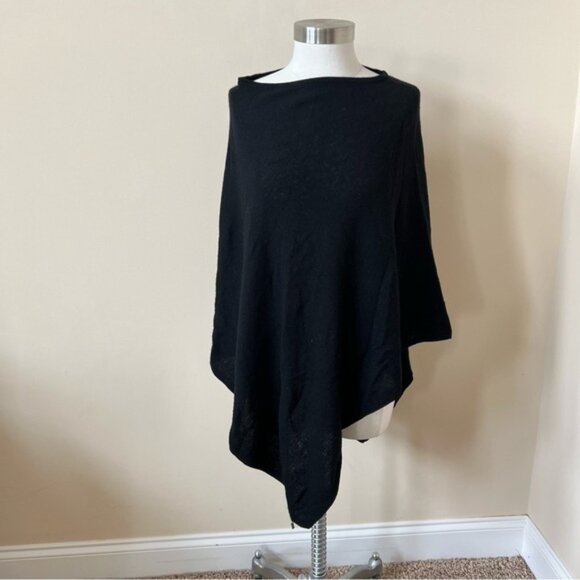 Beryll Black 100% Cashmere Knit Lightweight Poncho Sweater 26260 - Picture 2 of 7